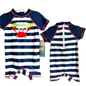 BABY Boy Bathingsuit scuba baby crab surfboard one piece UV protection 50+ NWT